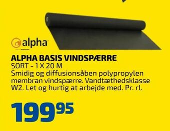 Alpha basis vindspærre