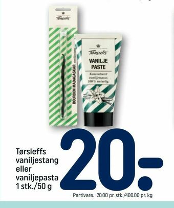 REMA 1000 Tørsleffs vaniljestang eller vaniljepasta tilbud