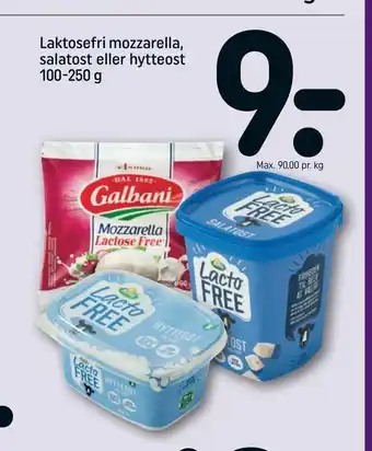 REMA 1000 Laktosefri mozzarella, salatost eller hytteost tilbud