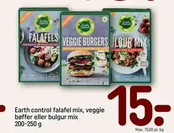 REMA 1000 Earth control falafel mix, veggie bøffer eller bulgur mix tilbud