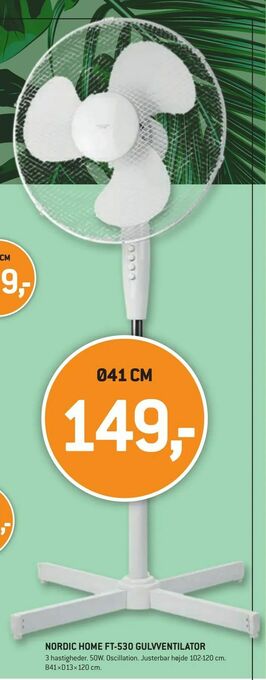XL-BYG Nordic home ft-530 gulvventilator tilbud