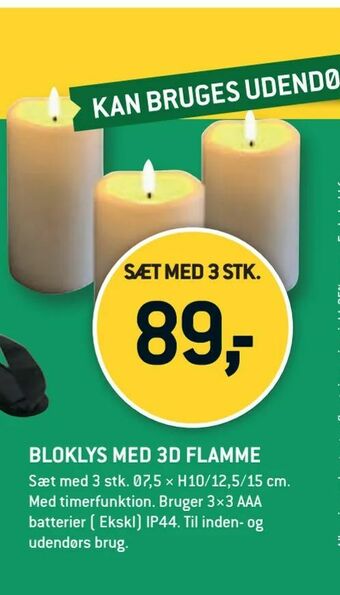 XL-BYG Bloklys med 3d flamme tilbud