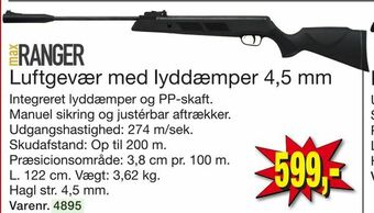 Harald Nyborg Luftgevær med lyddæmper 4,5 mm tilbud