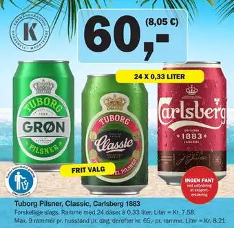 Købmandsgården Tuborg Pilsner, Classic, Carlsberg 1883 tilbud