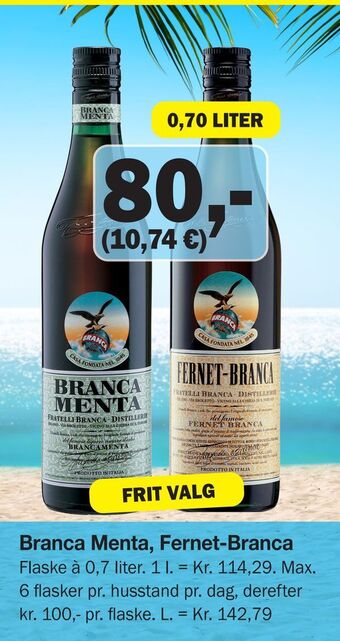 Købmandsgården Branca Menta, Fernet-Branca tilbud