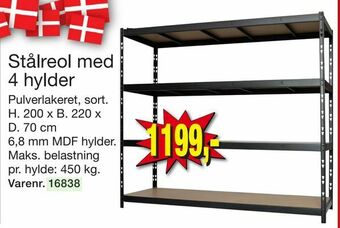 Harald Nyborg Stålreol med 4 hylder tilbud