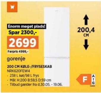 Power Gorenje køle/fryseskab tilbud
