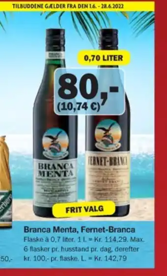 Købmandsgården Branca menta bitter tilbud