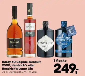 Kvickly Hardy XO Cognac, Renault VSOP, Hendrick's eller Hendrick's Lunar Gin tilbud