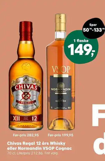 SuperBrugsen Chivas Regal 12 års Whisky eller Normandin VSOP Cognac tilbud