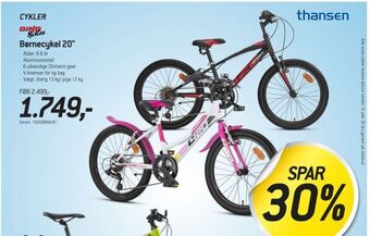 Thansen Børnecykel 20" tilbud