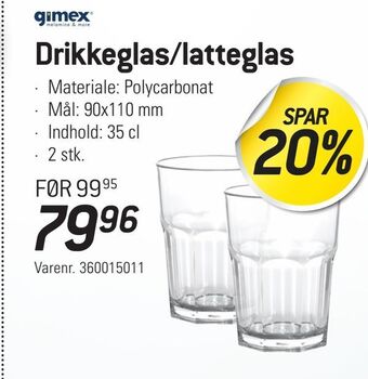 Thansen Drikkeglas/latteglas tilbud