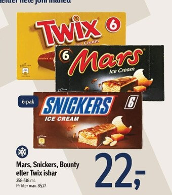 Føtex Mars, Snickers, Bounty el. Twix isbar tilbud