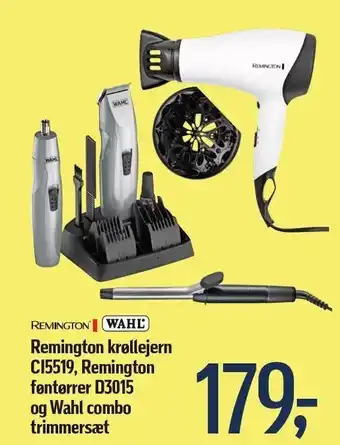 Remington krøllejern, føntørrer el. Wahl combo trimmersæt