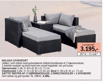 Daells Bolighus Malaga loungesæt tilbud