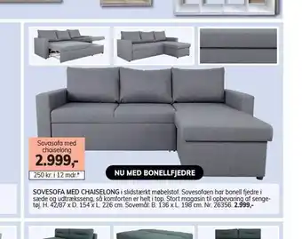 Daells Bolighus Sovesofa med chaiselong i slidstærkt møbelstof tilbud