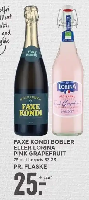 MENY Faxe Kondi bobler el. Lorina Pink Grapefruit tilbud