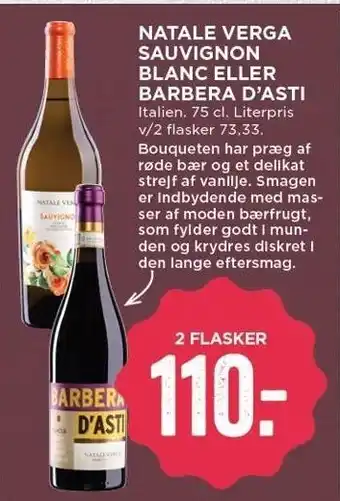MENY Natale Verga sauvignon blanc eller Barbera D'Asti tilbud