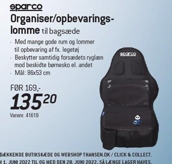 Organiser/opbevaringslomme