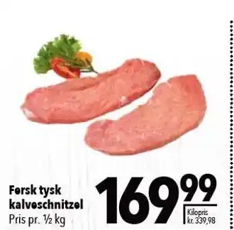 Fersk tysk kalveschnitzel pr ½ kg