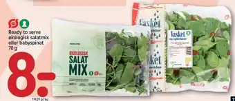REMA 1000 Ready to serve - økologisk salatmix el. babyspinat tilbud