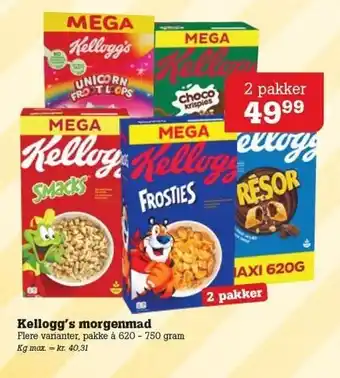Poetzsch Padborg Kellogg's morgenmad 2 pakker tilbud