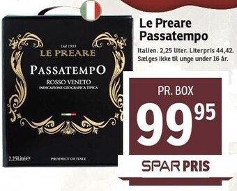 SPAR Le Preare Passatempo tilbud