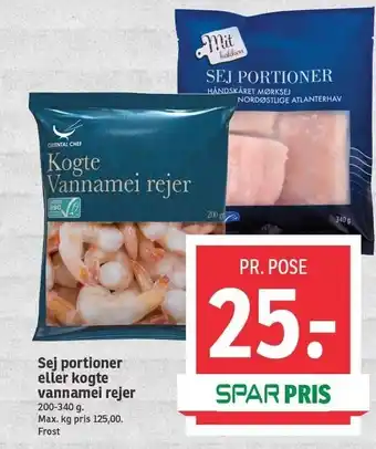 SPAR Sej portioner el. kogte vannamei rejer tilbud