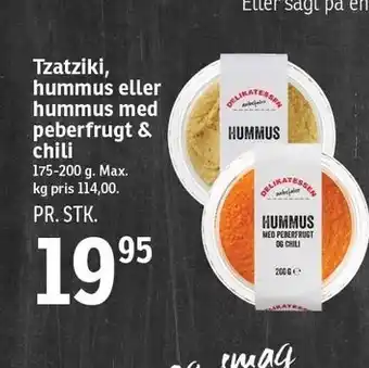 Tzatziki, hummus el. hummus m. peberfrugt & chili