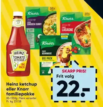 Bilka Heinz ketchup eller Knorr familiepakke tilbud