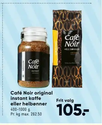 Bilka Café Noir original instant kaffe eller helbønner tilbud