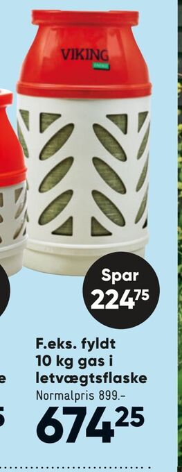 Bilka Fyldt 10 kg gas i letvægtsflaske tilbud