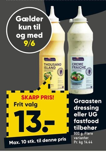 Bilka Graasten dressing eller UG fastfood tilbehør tilbud