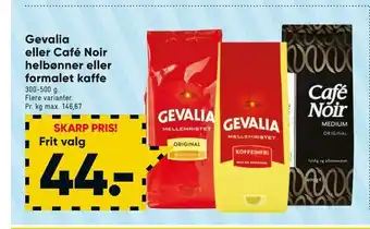 Bilka Gevalia eller Café Noir helbønner eller formalet kaffe tilbud