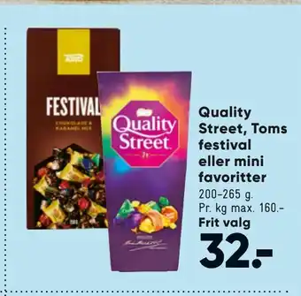 Bilka Quality Street, Toms festival eller mini favoritter tilbud