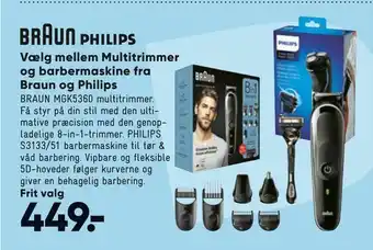 Bilka Vælg mellem Multitrimmer og barbermaskine fra Braun og Philips tilbud