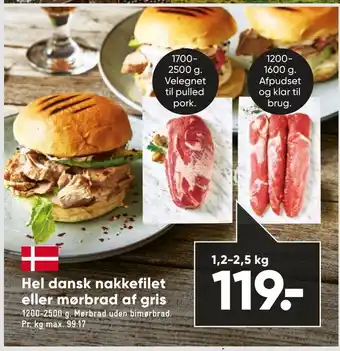Bilka Hel dansk nakkefilet eller mørbrad af gris tilbud