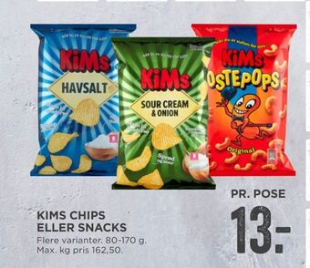 MENY Kims chips eller snacks tilbud