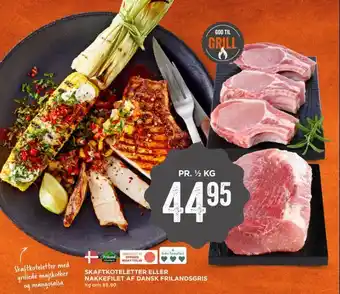 MENY Skaftkoteletter eller nakkefilet af dansk frilandsgris tilbud