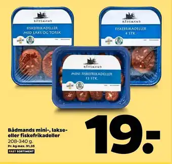 Netto Bådmands mini-, lakse eller fiskefrikadeller tilbud