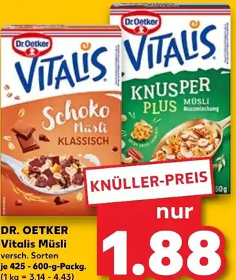 Kaufland Dr. Oetker Vitalis Müsli 425-600 g tilbud