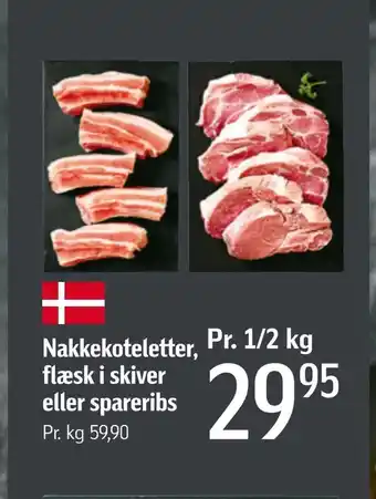 Føtex Nakkekoteletter, flæsk i skiver eller spareribs tilbud