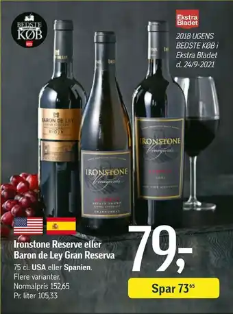 Føtex Ironstone Reserve eller Baron de Ley Gran Reserva tilbud