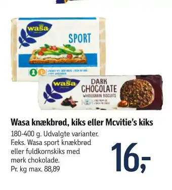 Føtex Wasa knækbrød, kiks eller Mcvitie's kiks tilbud