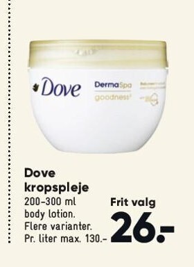 Bilka Dove kropspleje tilbud
