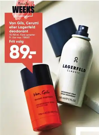 Bilka Van Gils, Cerutti el. Lagerfeld deodorant tilbud