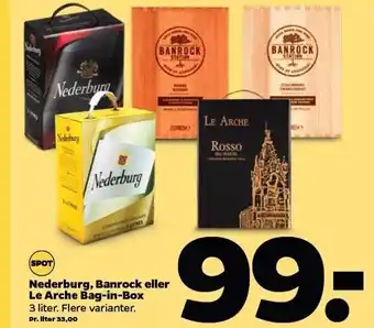 Netto Nederburg, Banrock el. Le Arche Bag-in-Box tilbud
