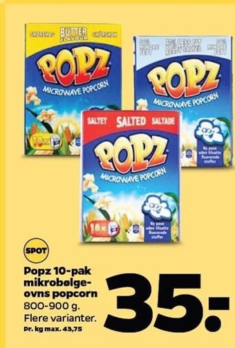 Netto Popz 10-pak mikrobølgeovns popcorn tilbud