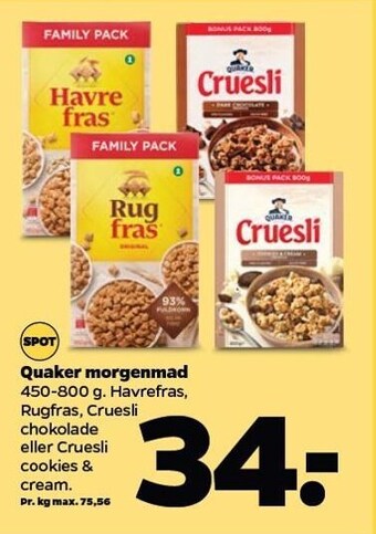 Netto Quaker morgenmad tilbud