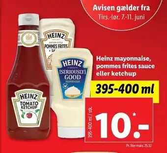 Lidl Heinz mayonnaise, pommes frites sauce eller ketchup tilbud